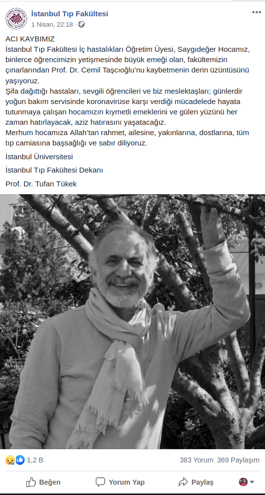 Prof. Dr. Cemil Taşcıoğlu - Sevenlerinin Veda Sözleri